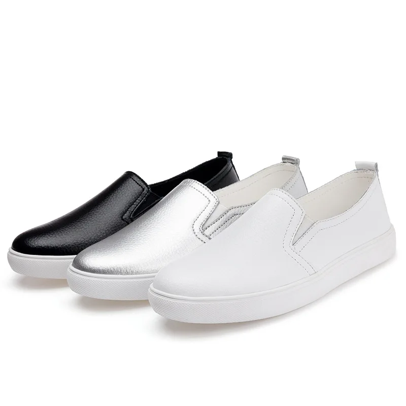 

2021 solid color flats shoes for women high quality leather loafers women shoes female new simple casual shoes zapatillas mujer