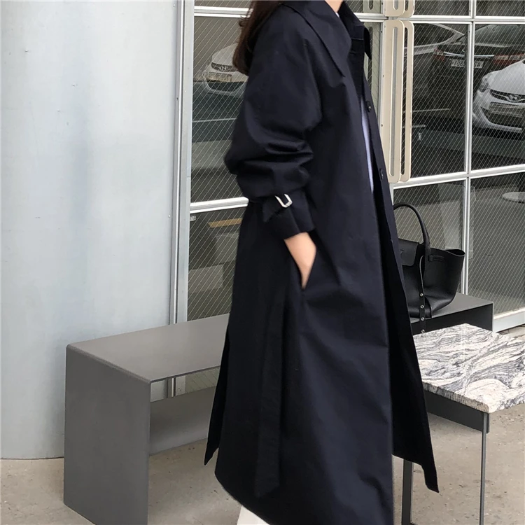 Colorfaith New Autumn Winter Women Trench Sashes Lace Up Korean Style Elegant Casual Long Coat Outerwear JK181