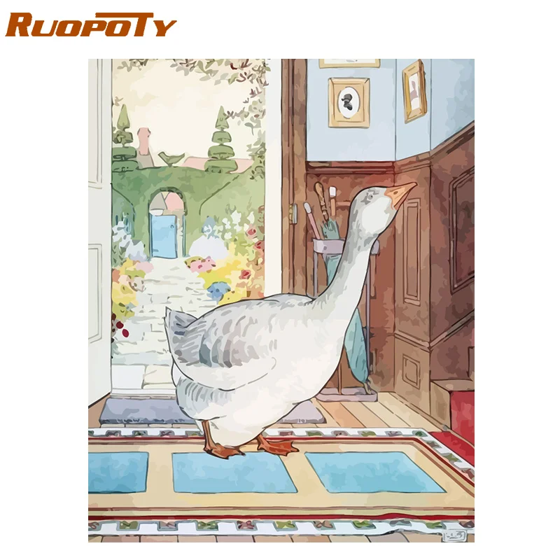 190820-40 Ruopoty рамка Diy Краска ing по номерам Бабочка Животные Современная Настенная живопись холст Рисование акриловая краска по номерам для домашний декор - Цвет: 190820-40