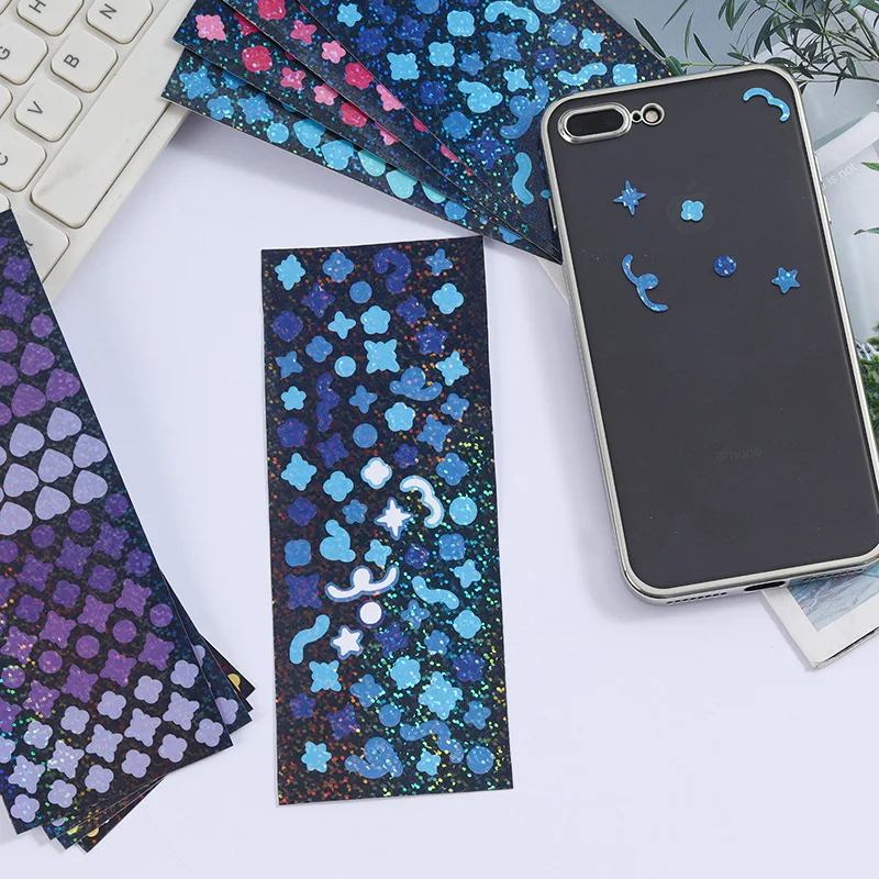 

Korea Sparkling Colorful Laser Stickers DIY Scrapbook Album Mobile Phone Kawaii Stationery Decorative Stickers Aesthetic