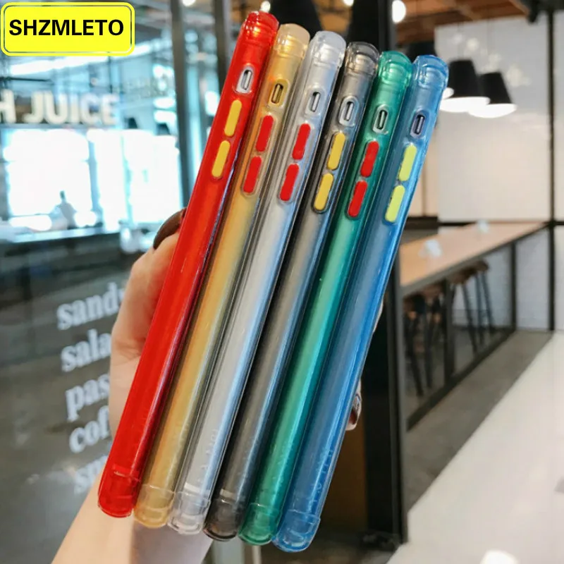 Противоударный прозрачный чехол ярких цветов для iPhone 11 Pro MAX XS XR X 7 8 Plus 6S 6 SE 2 2020