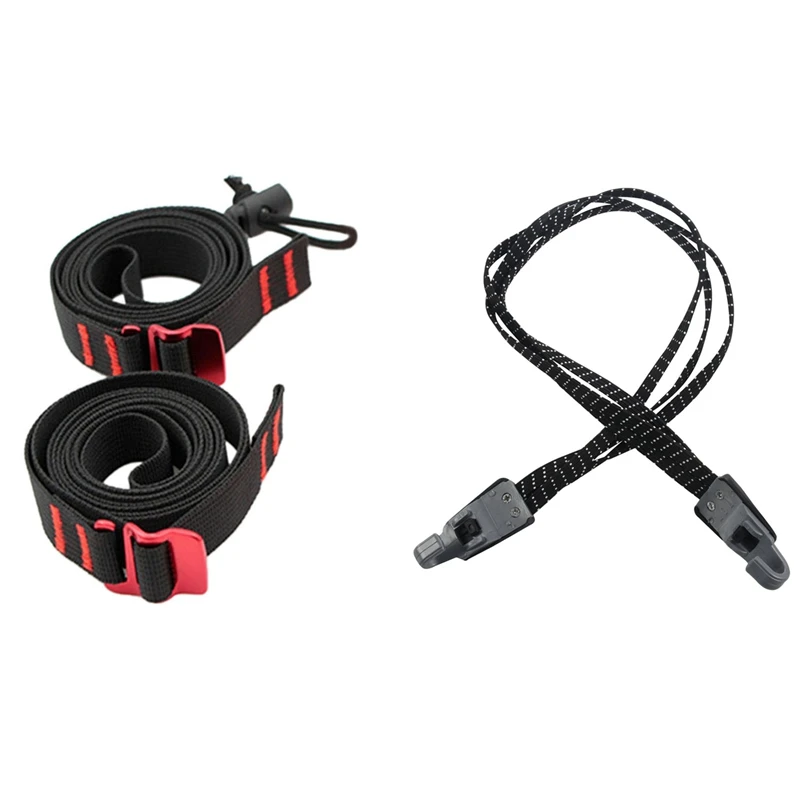 

1 Pcs Outdoor Bicycle Luggage Rope & 2 Pcs Clips Straps Tent Strap Adjustable Tied Band Slider Buckle