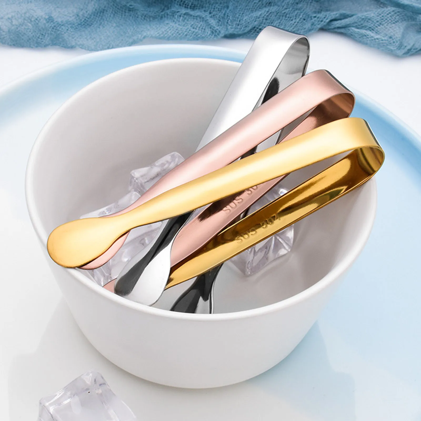 

Stainless Steel Ice Cubes Clip Club Ice Cubes Cheese Sugar Tongs Bar Kitchen Tools Bartender Clamp Drinkware Accessories Spoon