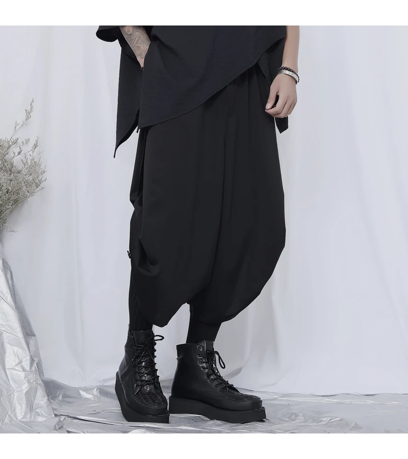 Мужские подвесные широкие брюки оригинальные повседневные в стиле темных гор