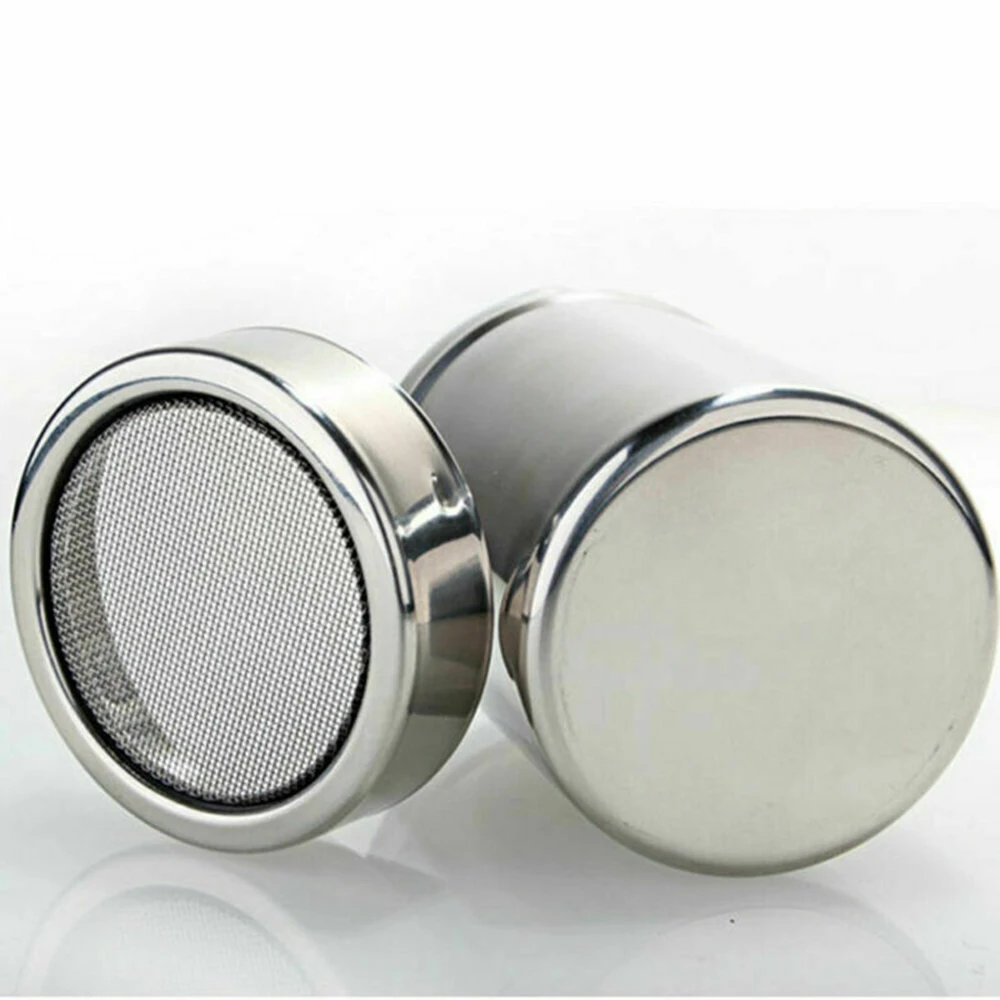 

2Pcs Stainless Steel Chocolate Shaker Icing Sugar Cocoa Coffee Duster Sifter Flour Spice Jar Containers For Kitchen Accessories