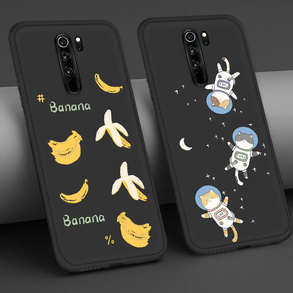 

Banana Space Case For Xiaomi Redmi Note 10 9 8 7 6 8A 8T 9C 7A K30 9A 5 Plus Pro Phone Cases Soft Black TPU Cover Funda Capa