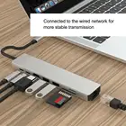 USB-концентратор 8 в 1, USB Type-CHDMI, RJ45, Ethernet, USB 3,0 порта, кардридер SDTF, PD, питание, для док-станции MacBook Pro
