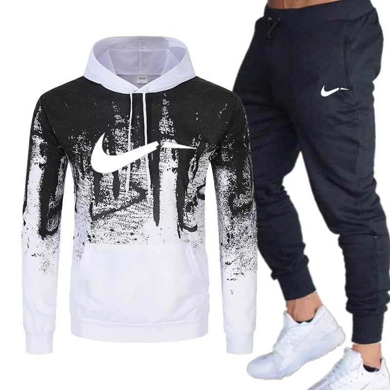 

Brand Tracksuits Hoodies Fashion Long Sleeve Fleece Autumn Winter Sweatshirts Set Casual Loose Streetwear Men's Sets Ropa Hombre