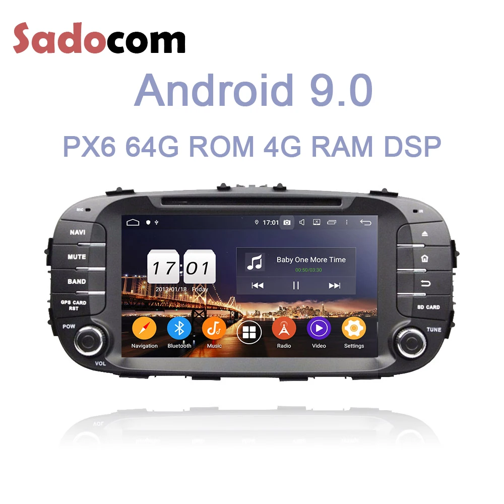 Автомобильный dvd-плеер PX6 " 2 din TDA7851 Android 9,0, 8 ядер, 4 Гб+ 64 ГБ, для kia SOUL, Bluetooth 4,2, gps, ГЛОНАСС, Авторадио