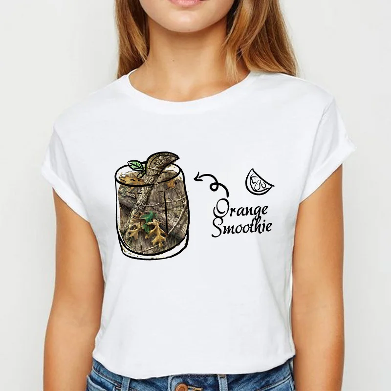 

Женская футболка с коротким рукавом, круглым вырезом и принтом