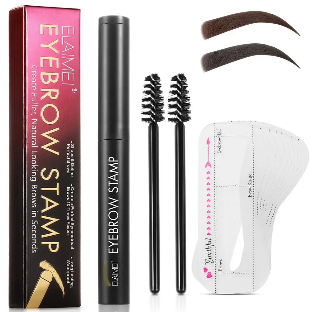 Брови мел портативный непромокаемый пот-доказательный артефакт карта кисть печать порошок набор.