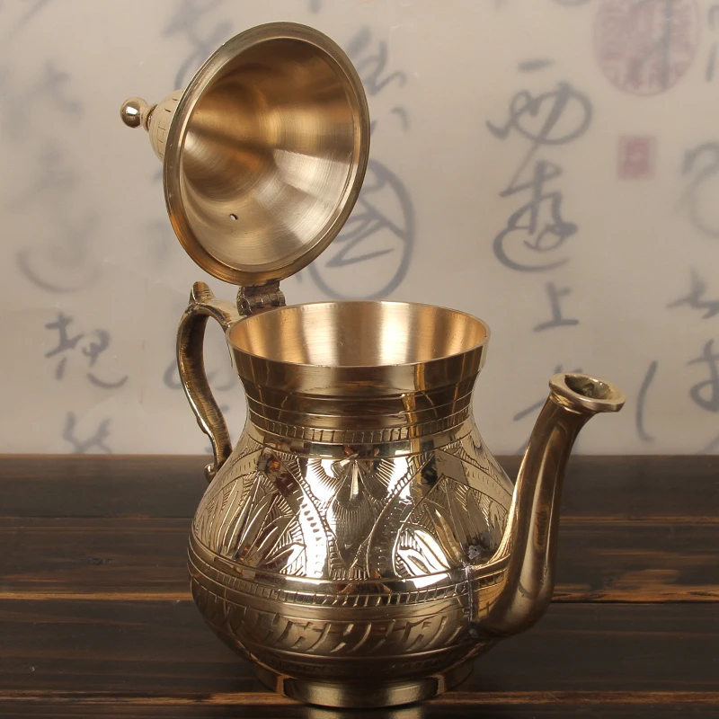 Импортированный из Индии медный чайник чистой меди ручной работы молочный