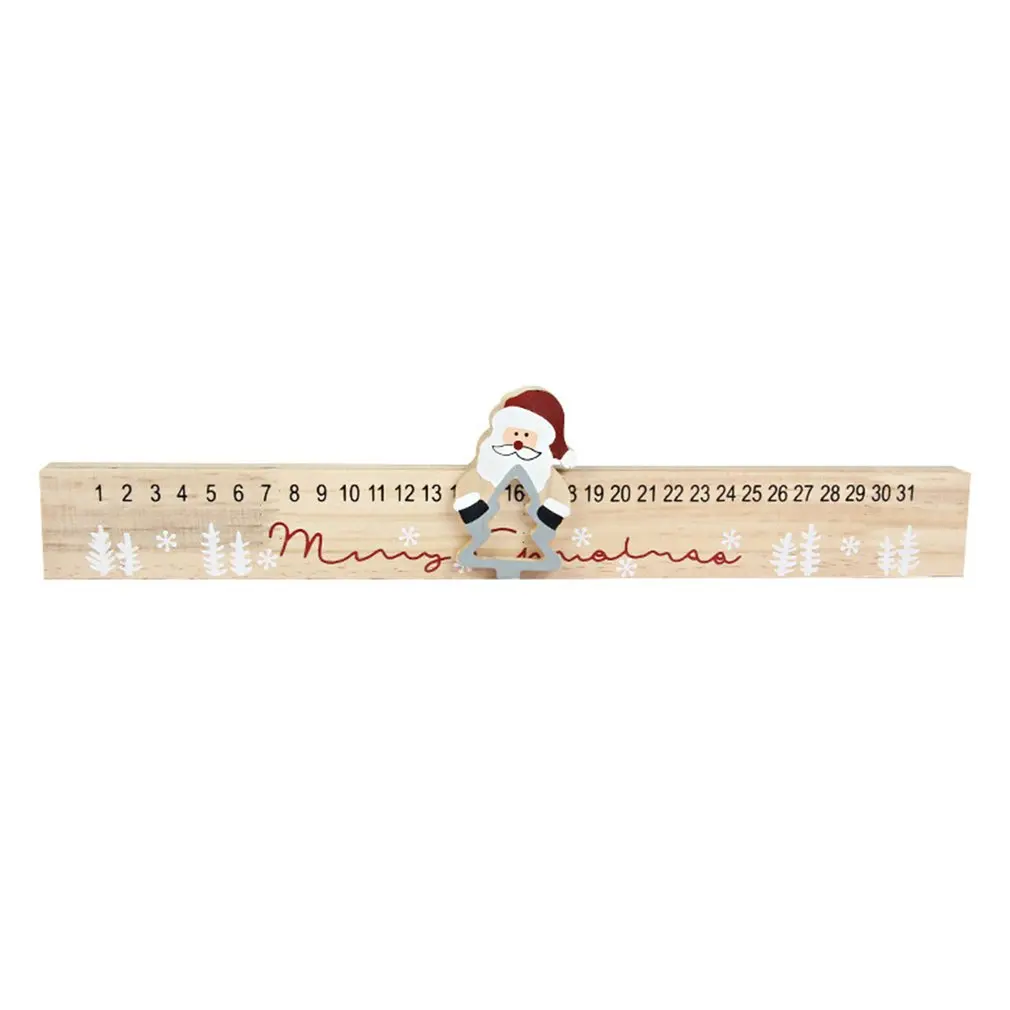 

Santa Claus Countdown Calendars Ornament Wooden Christmas Desktop Decoration For Home Living Room Office