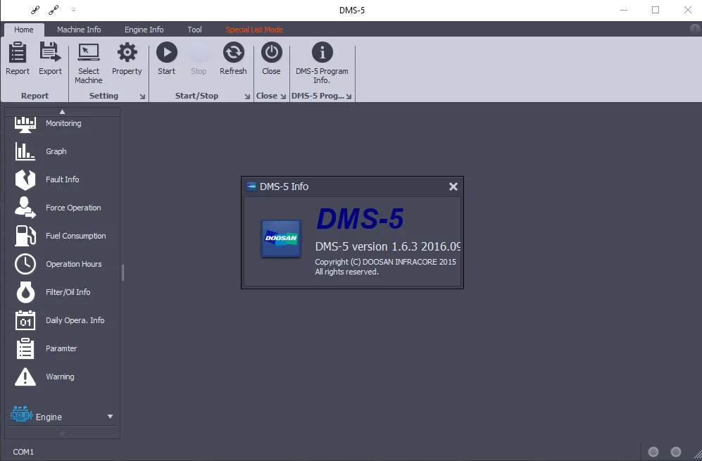 Doosan Excavators / Wheel Loader Monitoring Program DOOSAN DMS-5 | Diagnostic Tools