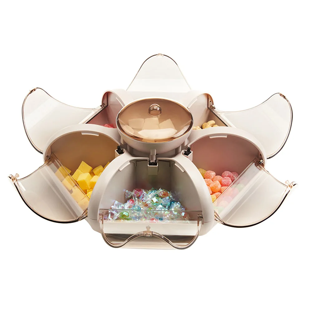 

Fashion Lotus Fruit Box Living Room Fruit Tray Transparent Press Type Snack Compartment Storage Box TY53