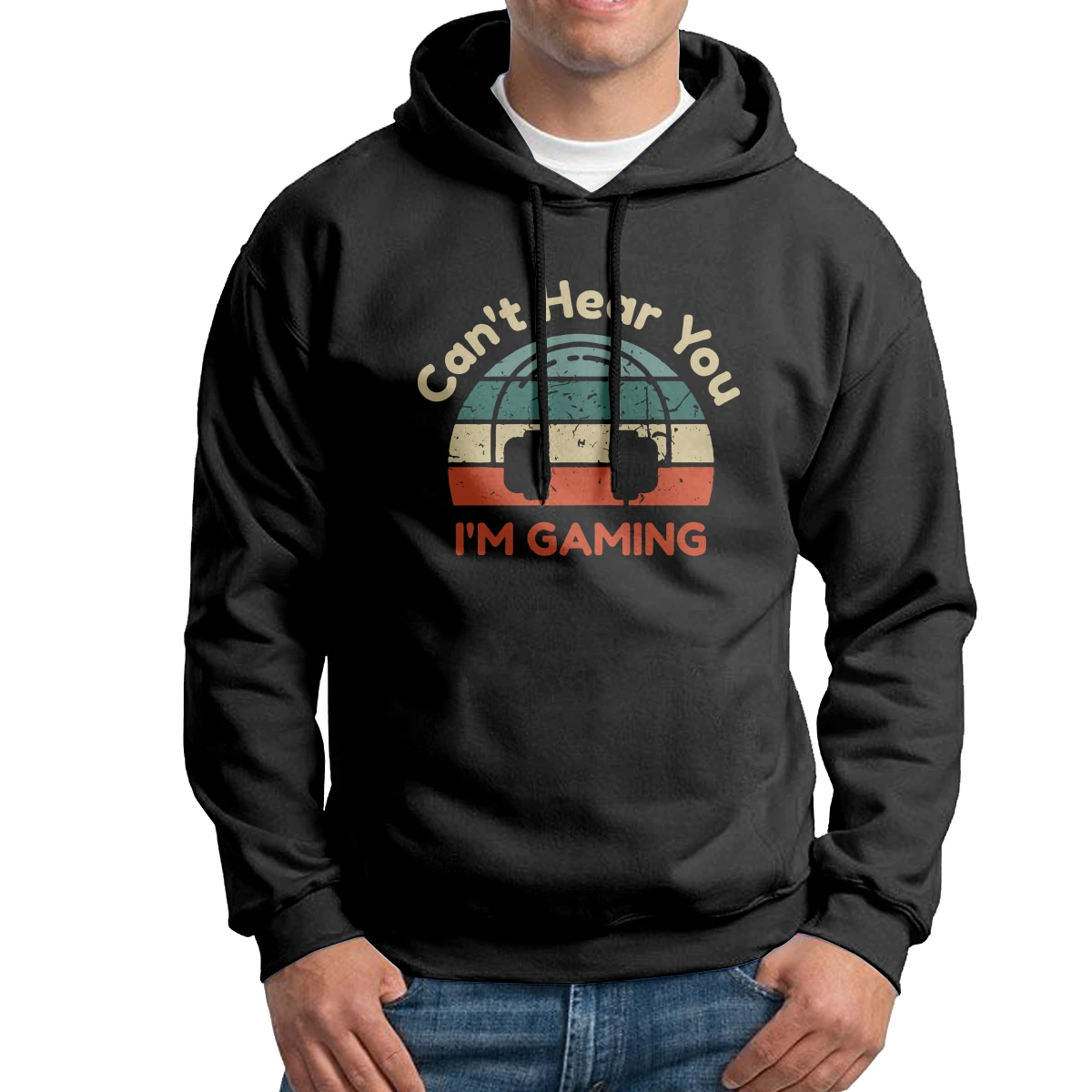 

Man Can't Hear You I'm Gaming Hoodies Black Cotton Sweatshirt Casual Pullovers