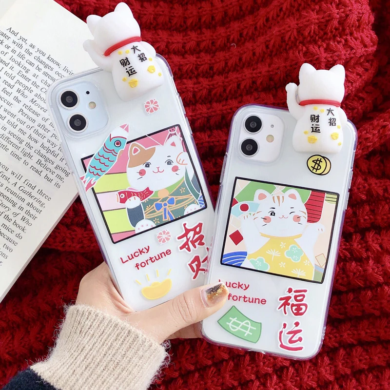 Для iPhone 11 pro 3D Fortune Cat Чехол Maneki Neko прозрачный мягкий чехол для XS max XR X 7 8 plus Lucky cat shell |