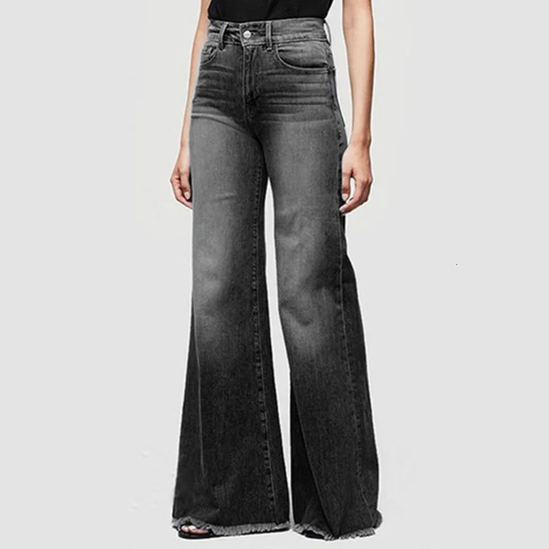 Брюки женские джинсовые свободного покроя с широкими штанинами | Женская одежда
