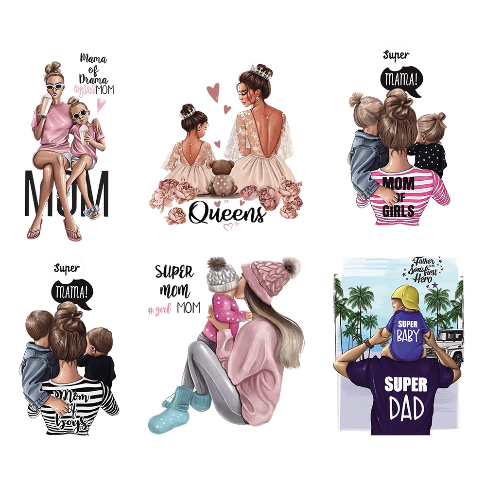 Термотрансферные нашивки сделай сам с принтом для мамы девочки мальчика на