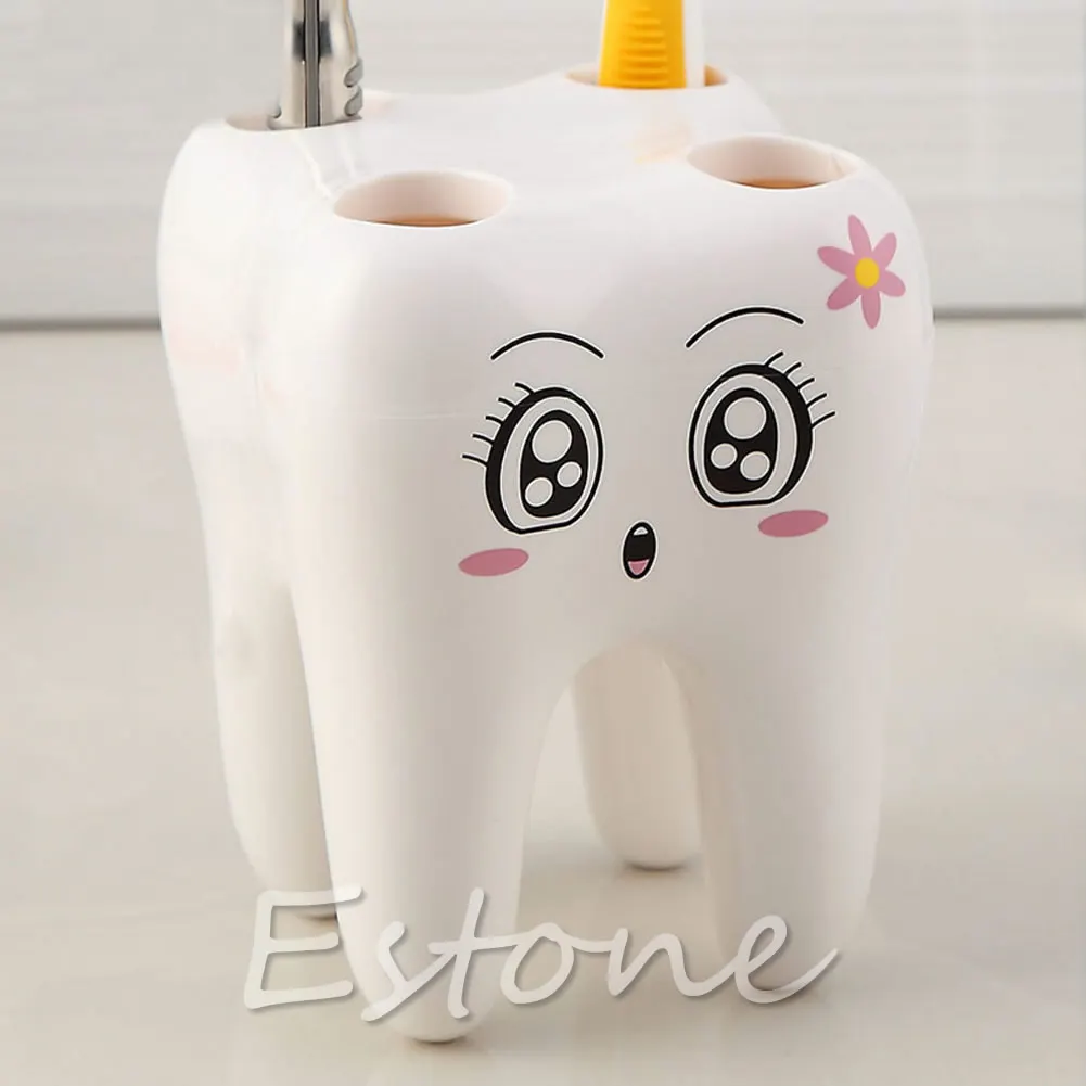 

Lovely Cute 4 Holes Cartoon Tooth Style Design Kid Bathroom Toothbrush Holder