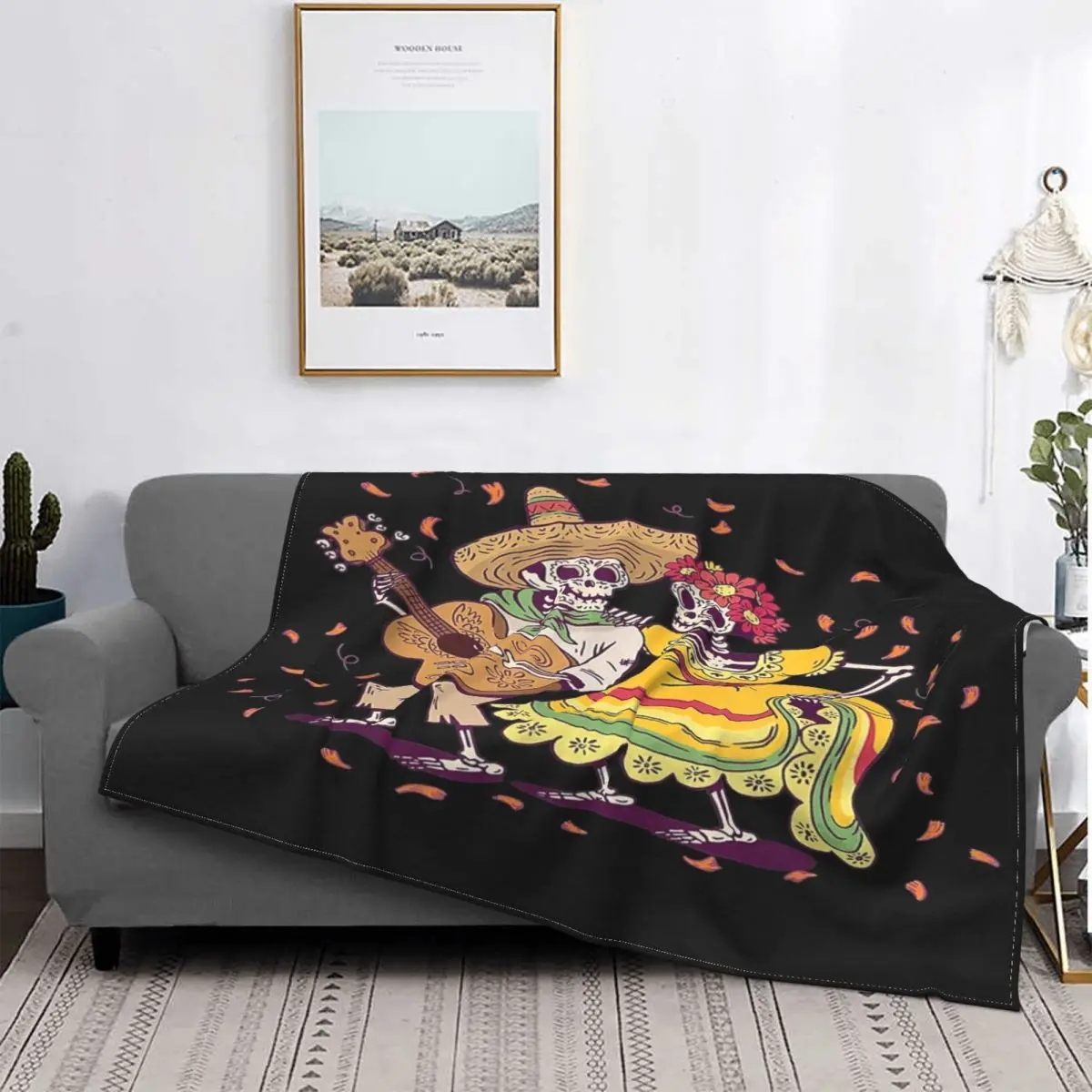 

Manta de flores del Festival de los muertos, colcha a cuadros para cama, Edredon, toalla de playa, manta double, colcha