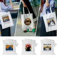 women canvas tote bag eco shopping bag large capacity shoulder bag for women female foldable fashion travel shopper bag
