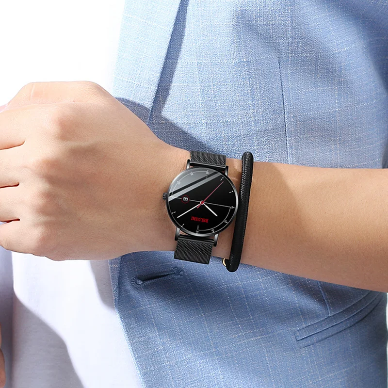 

Sports Waterproof Date Watch Men Quartz Clock Mens Watches Top Brand Luxury Business Slim Mesh Steel Wrist Watch Relojes Hombre
