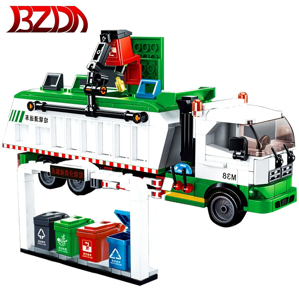 

SEMBO City Garbage Car Blocks City Garbage Classification Truck Car Model Bricks 100 Cards Building Block Sets Educational Toys