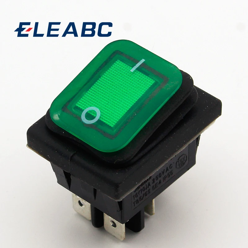 1 шт. зеленый водонепроницаемый фиксируемый тумблер переключатель IP55 4Pin 2 Позиции AC250V/16A светодиодная подсветка горячая Распродажа по низкой цене