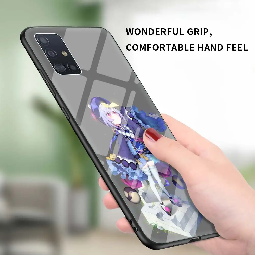 

Phone Case for Samsung Galaxy A51 A71 A50 A21s A31 A70 A10 A41 A30 A40 A11 A91 Tempered Glass Cover games Genshin Impact Cute