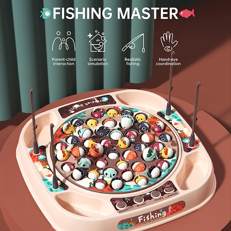 

Kids Toy Play House Simulation Baby Fishing Toy Children'S Electric Rotating Music Light Parent-Child Interaction For Gift