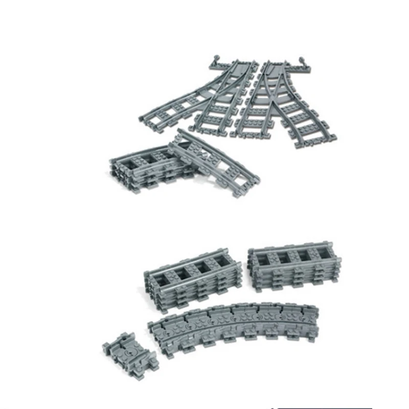 10-100 шт. город рельсы для поезда Железной Дороги стрелка прямые изогнутые блоков в