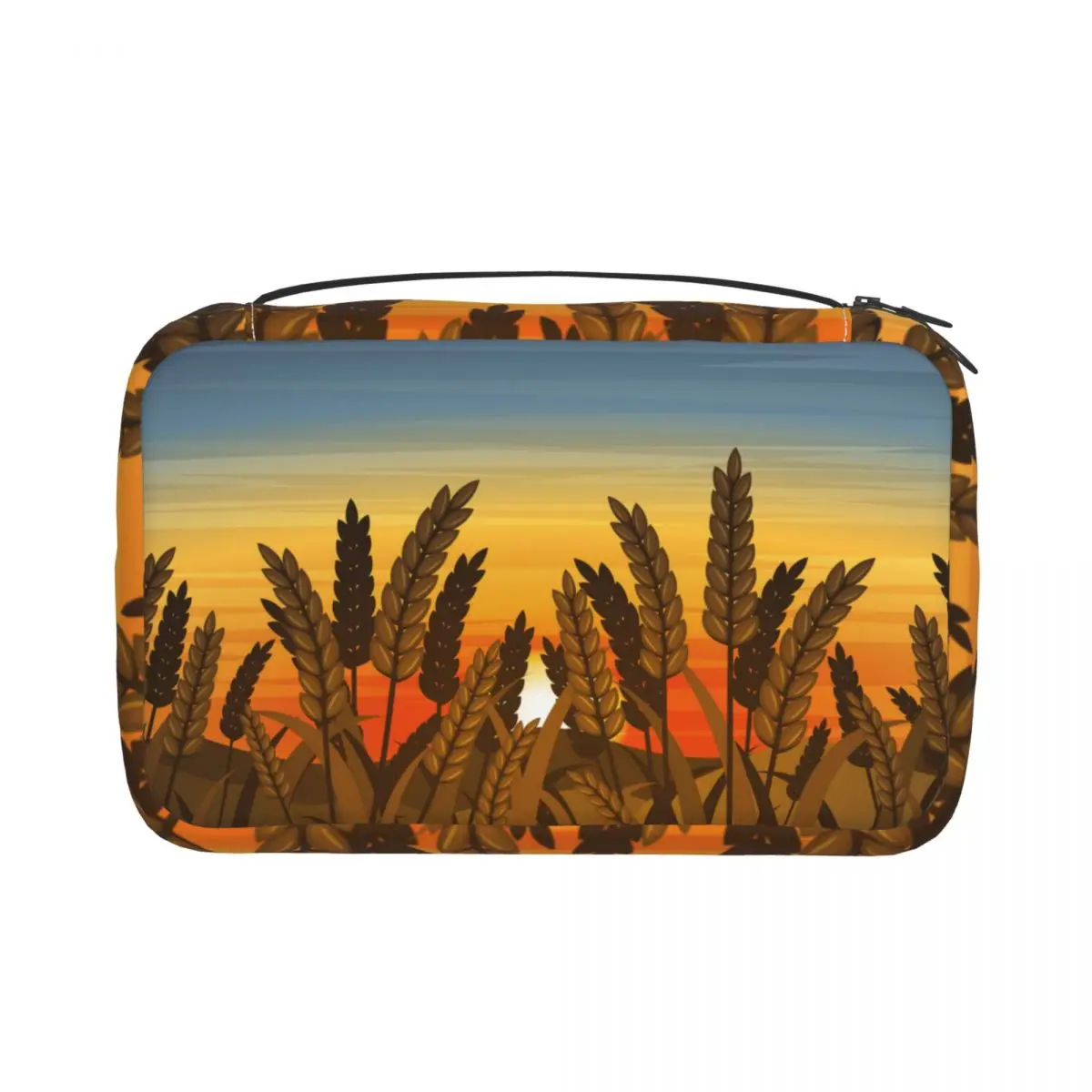 

Женская дорожная косметичка, складная сумка для мытья с изображением пшеничного поля и солнечного света, портативная Сумочка для туалетных...