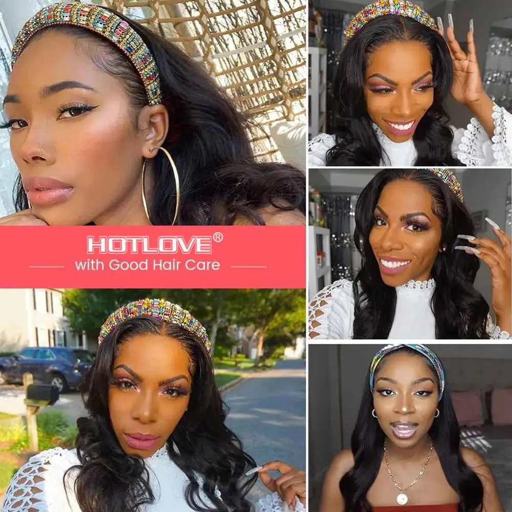 

Body Wave Wigs with 360 Headbands for Black Women Brazilian Human Hair Wigs with Headbands Remy Hair 150% Den 28 inches Wigs
