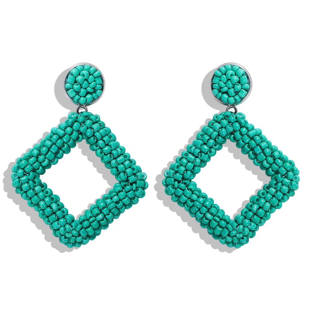 Miwens, новинка, Bauble Bar, синие Квадратные бусины, свисающие, модные женские серьги, кисточка, овальная рафия, массивные серьги-подвески ювелирные изделия - Окраска металла: 2