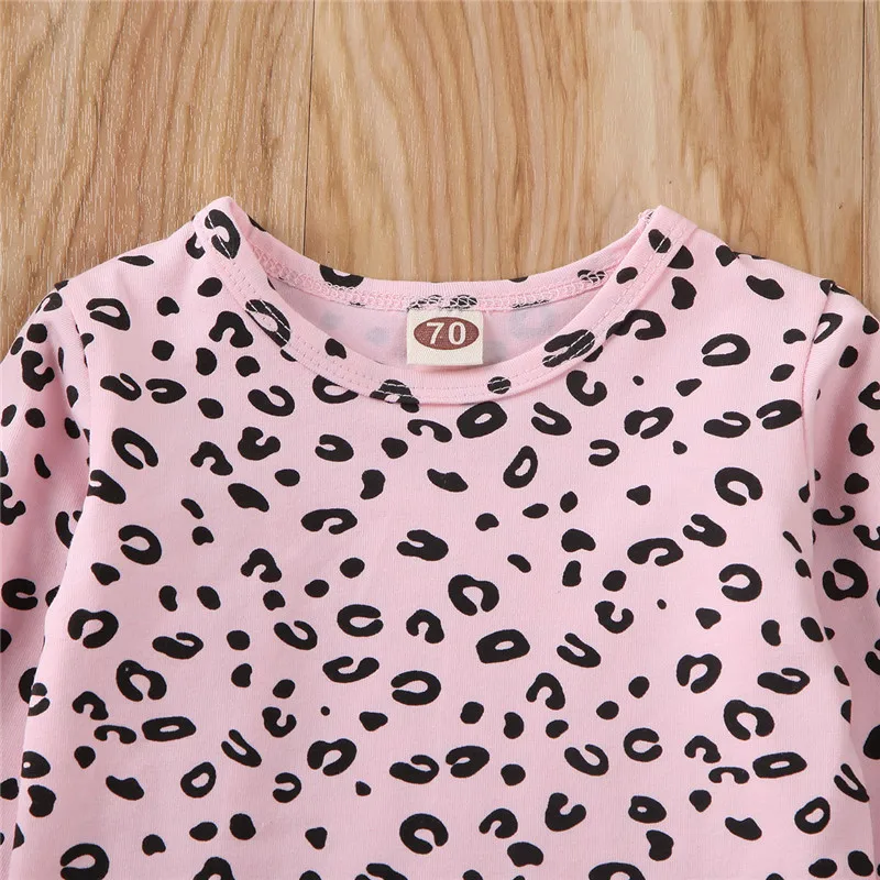 Одежда с леопардовым принтом для новорожденных от 0 до 18 месяцев топы длинными