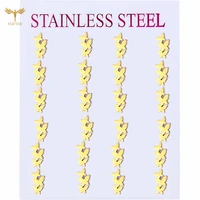 golden stainless steel ear piercing three butterfly stud earrings for sweet girls safty pin earrings jewelry set wholesale