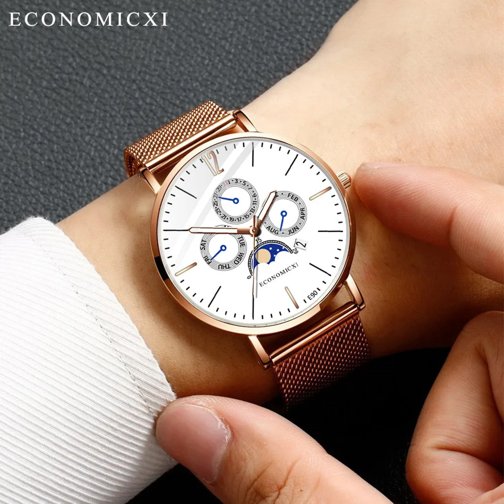 Мужские и женские 2019 новые модные повседневные часы роскошные золотые стальные