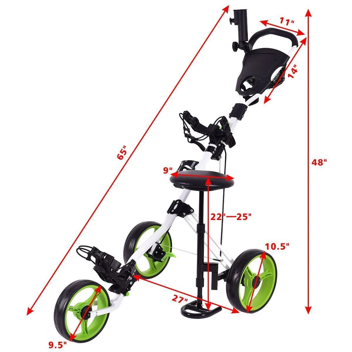 

GOPLUS folding trolley 3 Wheels Push Pull Golf Trolley with Scoreboard Bag Carrier Cart Stroller Golf Pitch Tool Supplies