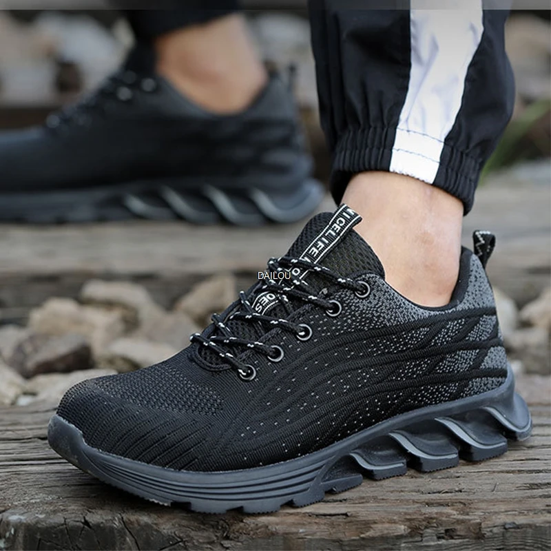 

New Safety Shoes Men Work Sneakers Indestructible Work Shoes Anti-puncture Safety Boots Steel Toe Shoes Sports Industrial Shoes