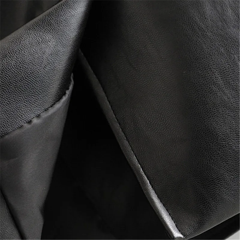 

Women elegant PU leather suit blazer pockets notched collar long sleeve stylish blazers coats outwear chic tops
