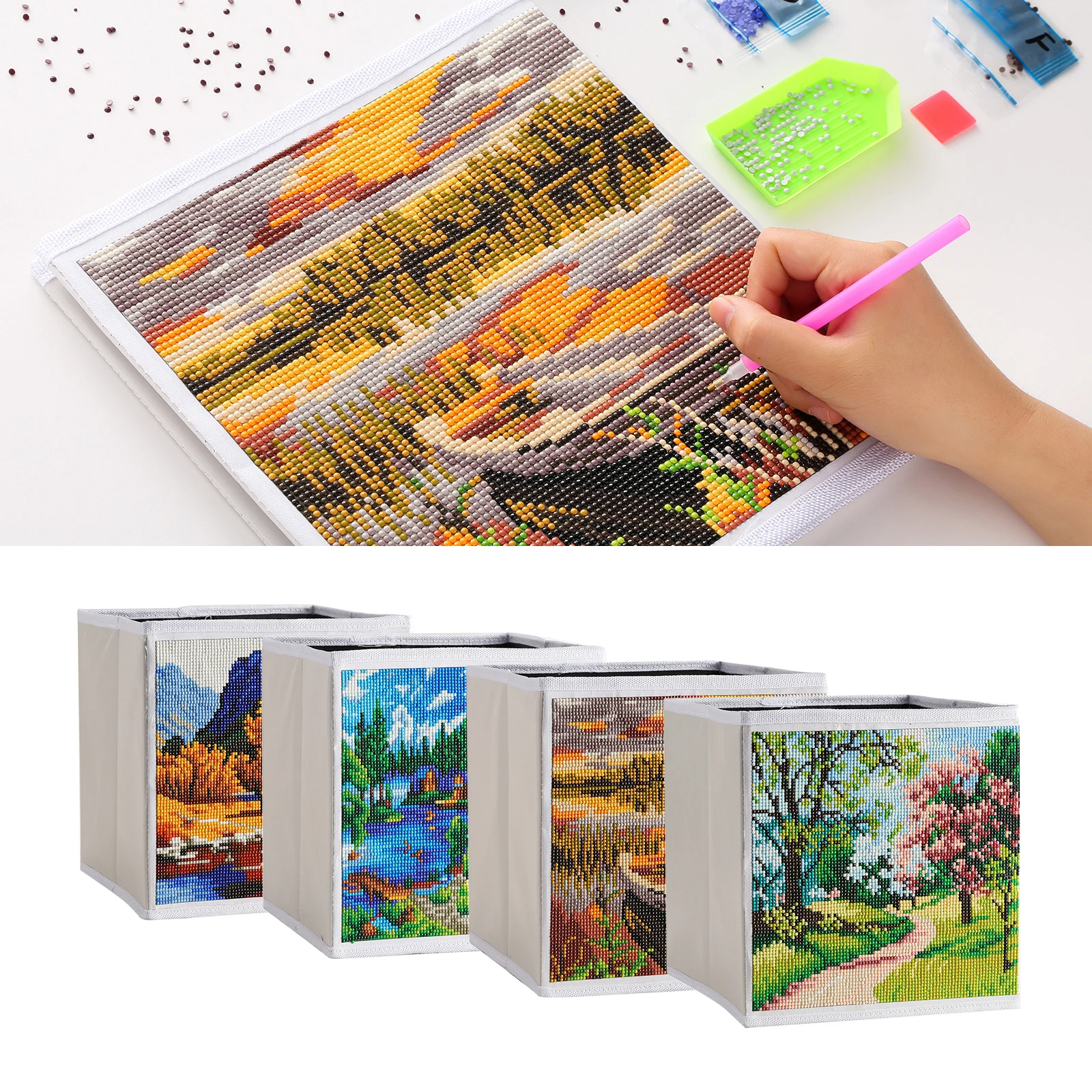 

Diamond Painting Storage Box Embroidery Mosaic Home Organizer for Clothes Toys