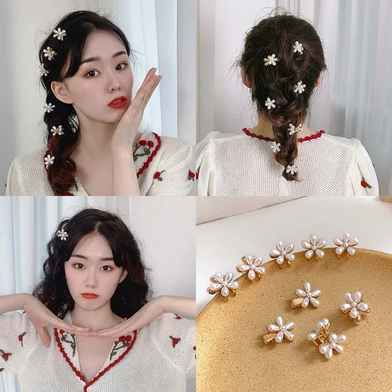 

5Pcs/Set Mini Pearl Hair Claws for Women Korean Small Flower Clips Fashion Hair Accessories Girls Hairpins Wedding Headwear 2021