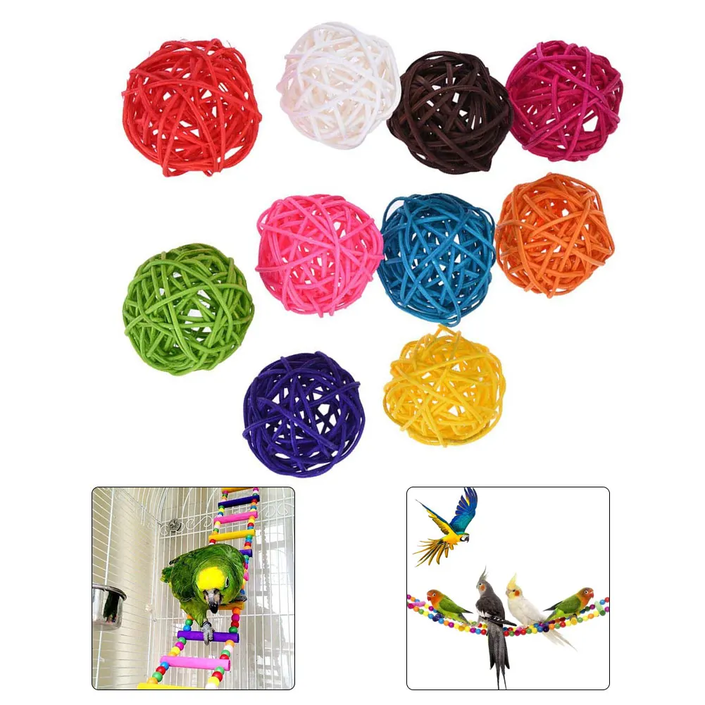 

10PCS Rattan Ball Bird Toys Parrot Chew Pet Bite Toys Budgie Parakeet Cockatiel Conure Love Pet Bird Bird Parrot DIY Accessory