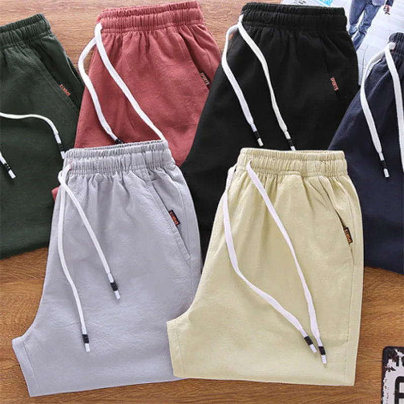 

2021 Summer Men's shorts Casual Loose Cropped Trousers Sports Shorts Loose Knit Straight Casual Pants Cotton Short Pants New 4XL