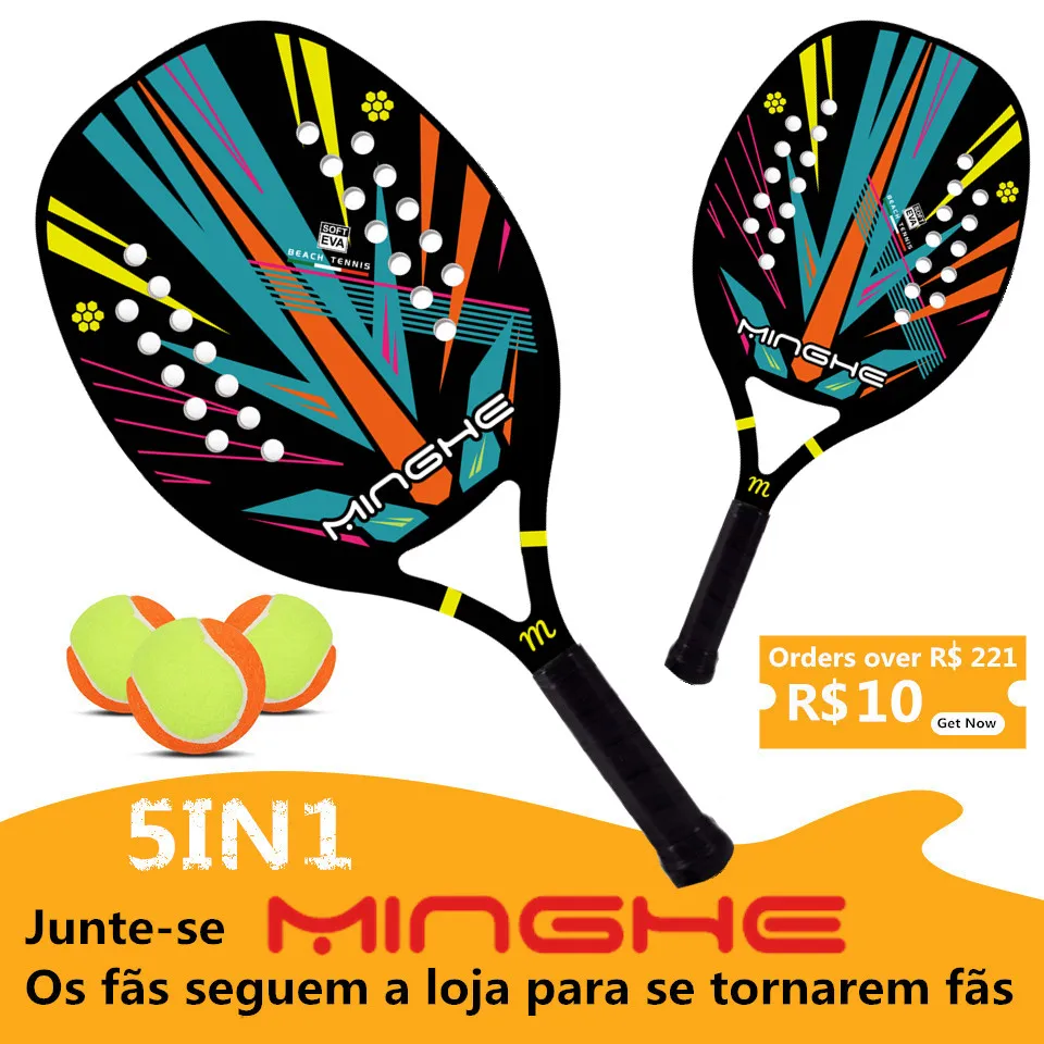 

Beach board tennis racket carbon fiber EVA foam core lightweight tennis racket simple carbon fiber beach racket