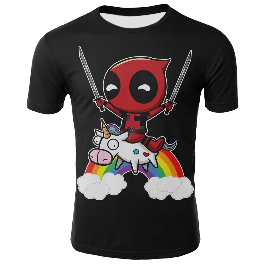 

Camiseta con estampado 3D de Deadpool para hombre y mujer, ropa informal divertida de Anime americano, talla grande, novedad de