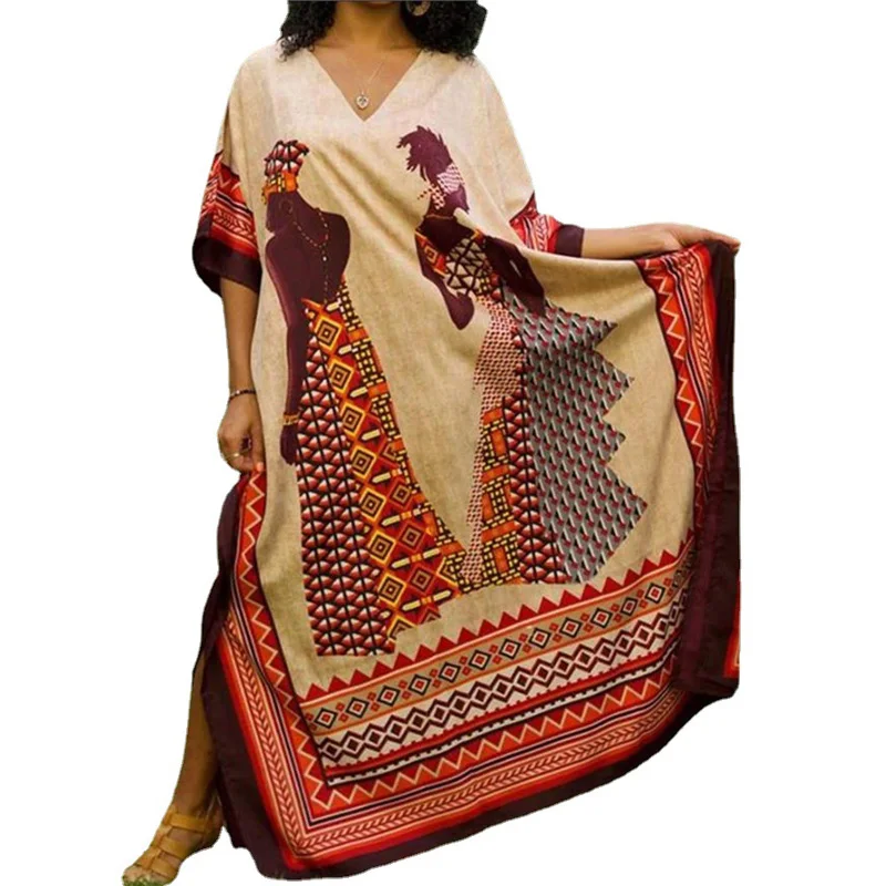 

Dashiki African Clothes for Women Kanga Clothing Summer Long Sleeve Casual Print Dress Africa Traditional Maxi Dresses 2021 New
