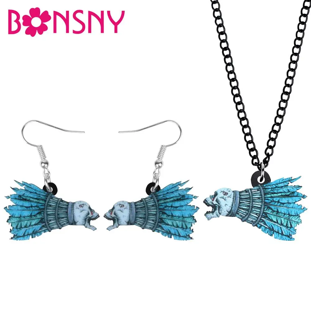 Bonsny акриловый комплект украшений на Хэллоуин Череп бадминтон монстр ожерелье