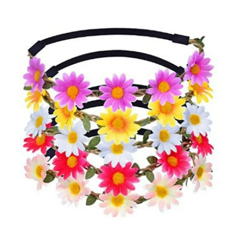 Фирменная Новинка Для женщин эластичные Дейзи Венок повязка на голову пять декор